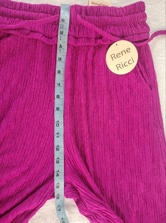 Rene Ricci Crinkle Drawstring Pants in Fuchsia Pink - Picture 8 of 11